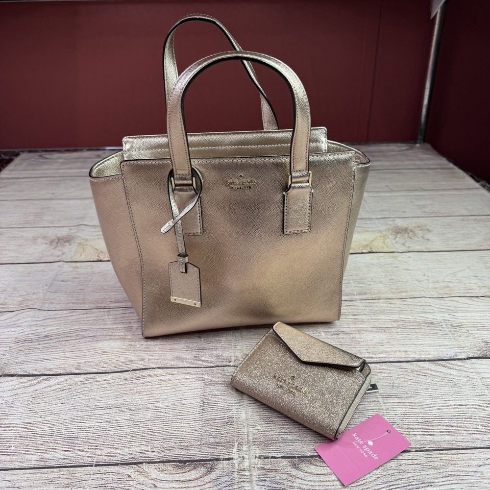 Kate Spade Cameron Street Small Satchel Rose Gold W/ New Wallet‎